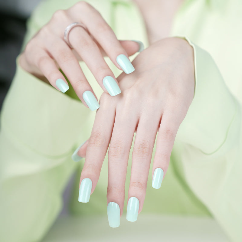 Seafoam Green Gel Nail Sticker Kit – DIY Semicured Nails