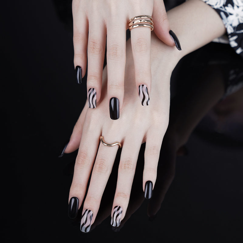 Zebra Print Gel Nail Sticker Kit – DIY Semicured Nails