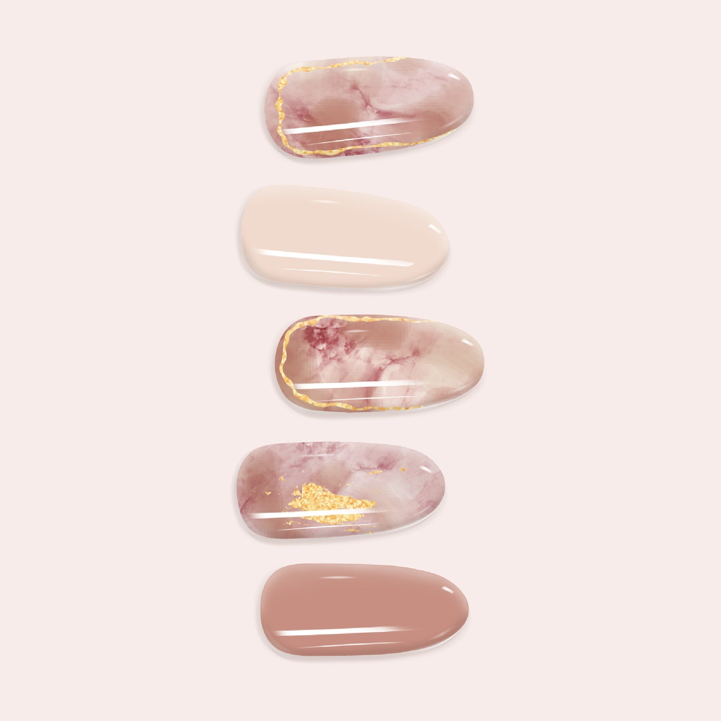 Terracotta Blush Marble Gel Nail Sticker Kit – DIY Semicured Nails