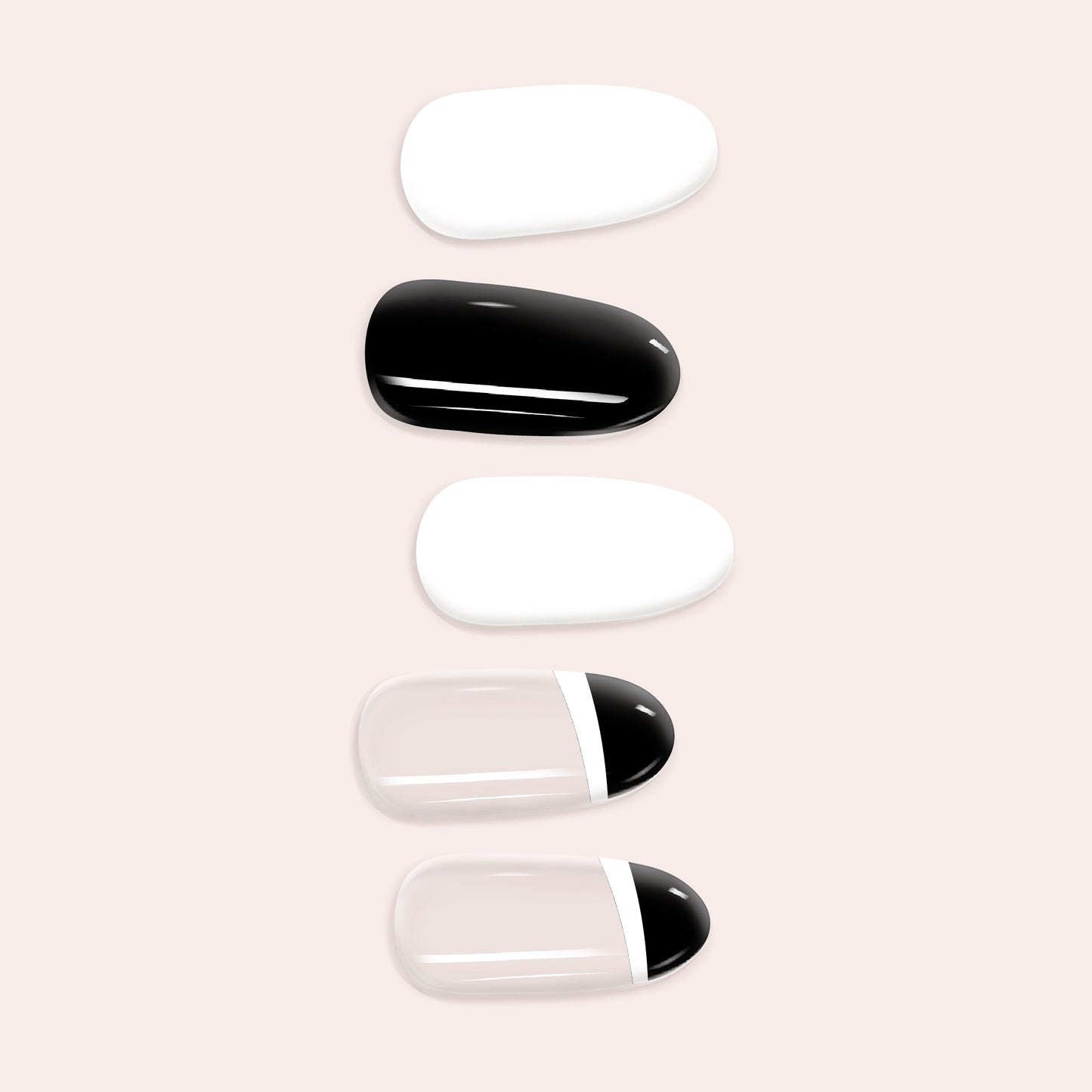 Yin Yang French Tip Gel Nail Sticker Kit – DIY Semicured Nails