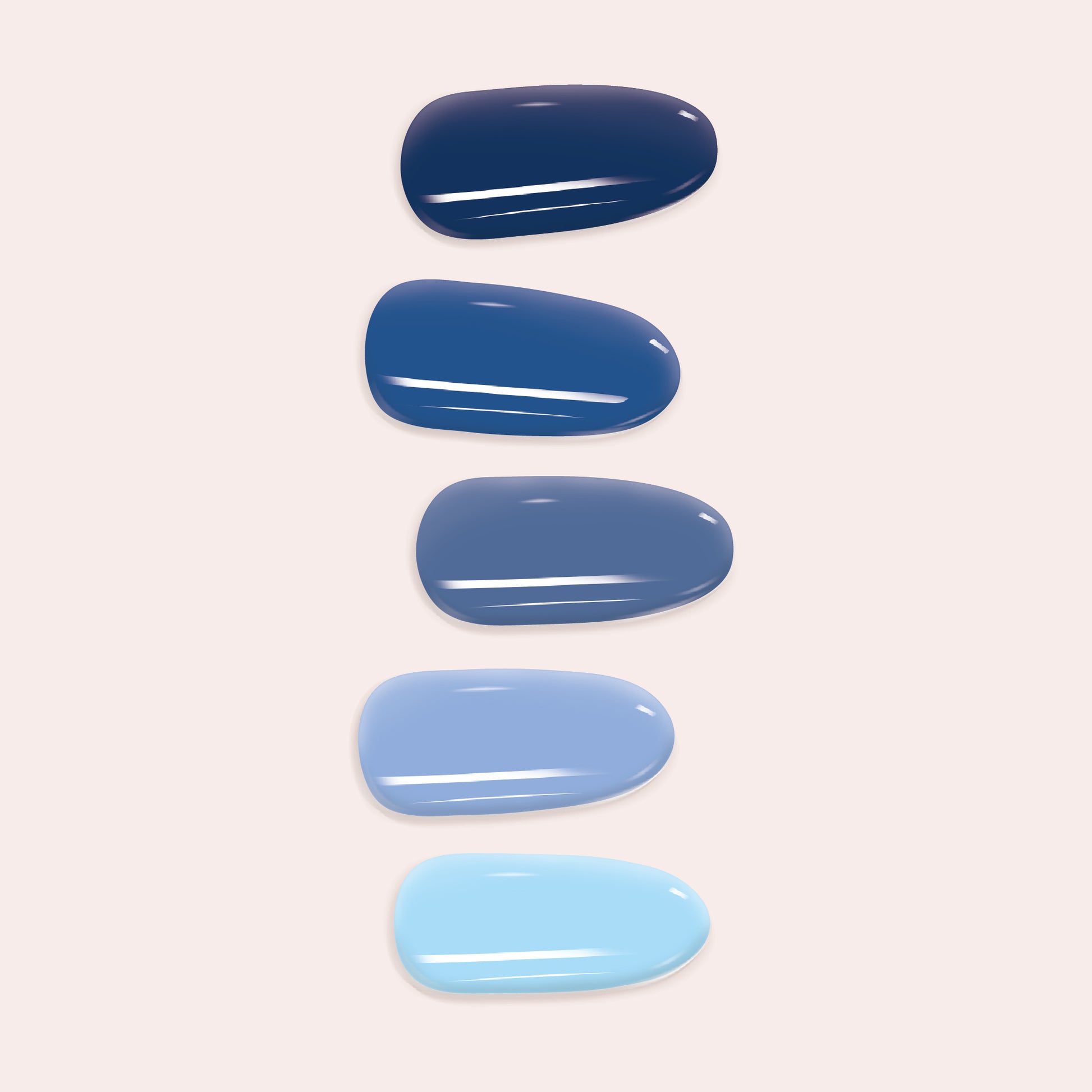 Blue Gradient DIY Gel Nail Sticker Kit, featuring a blend of ocean blue shades on semi-cured strips for an easy ombre manicure.
