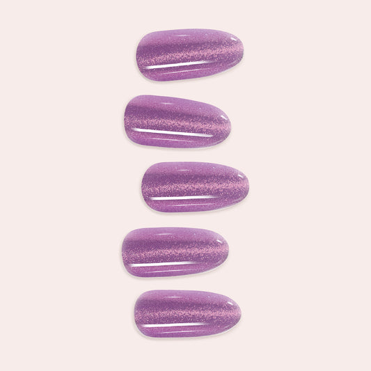 Lavender Pearlescent DIY Gel Nail Sticker Kit with a soft purple shade and iridescent shimmer for a luminous, semi-cured manicure.