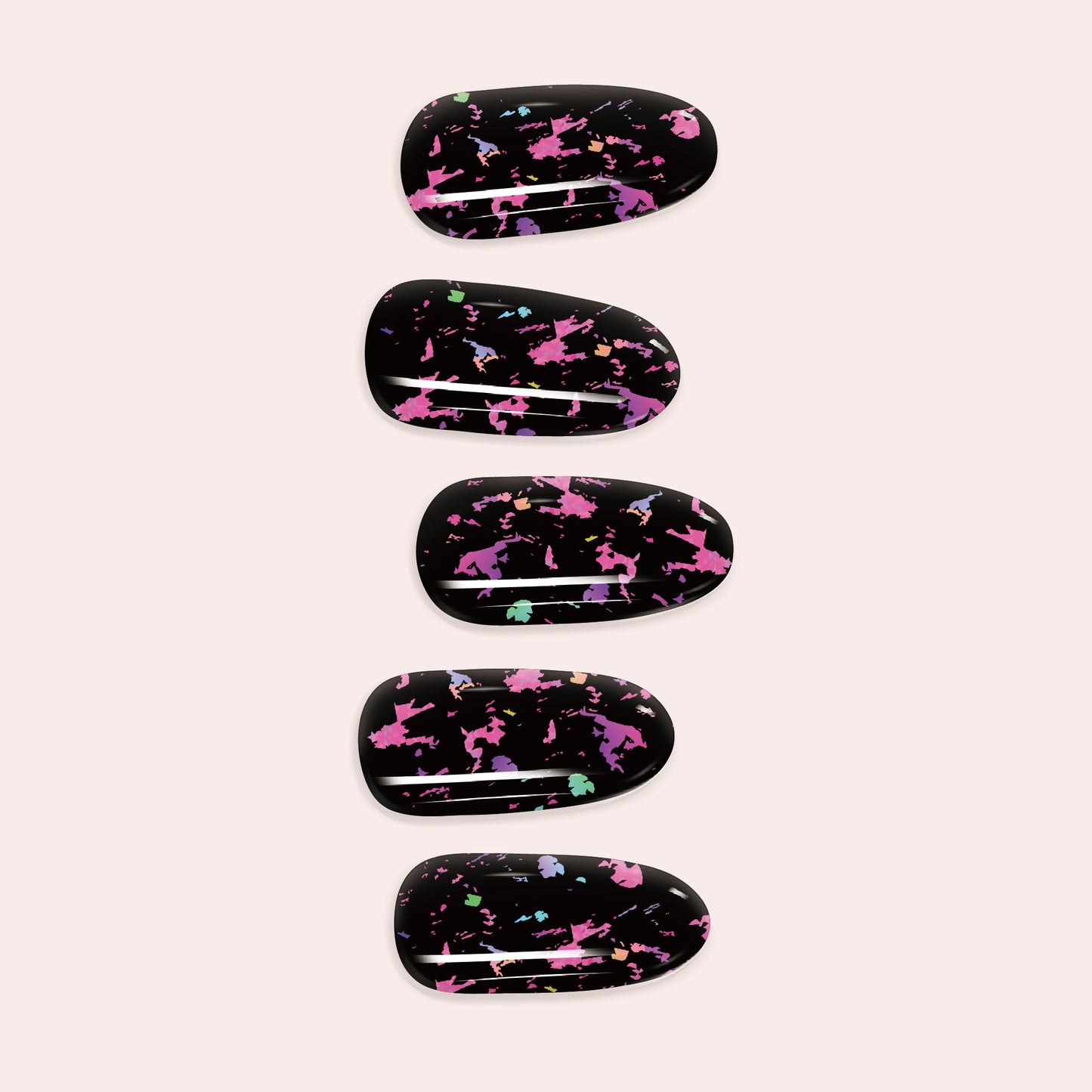 Magenta and Sage Marble DIY Gel Nail Sticker Kit with bold pink and earthy green swirls for a vibrant semi-cured manicure.
