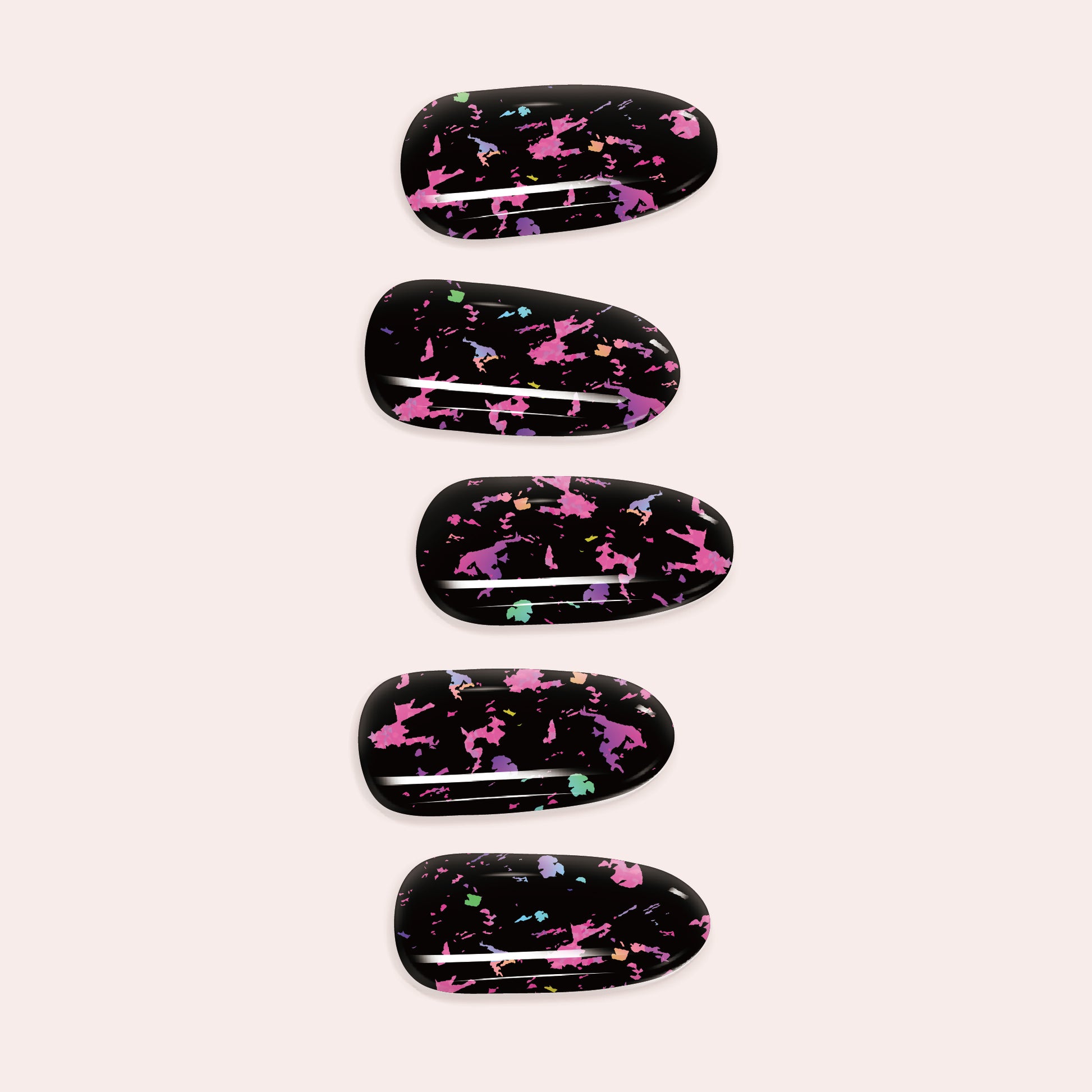Magenta and Sage Marble DIY Gel Nail Sticker Kit with bold pink and earthy green swirls for a vibrant semi-cured manicure.